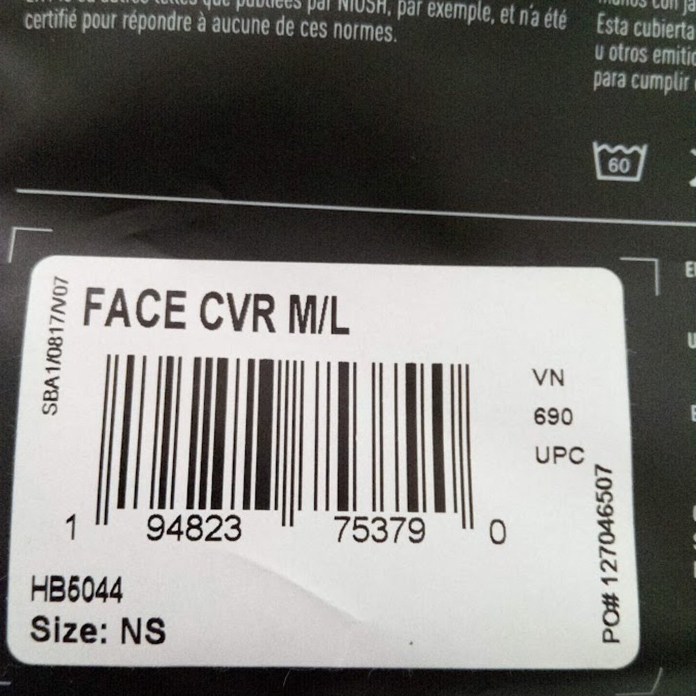 New 3 PCS Adidas Black & Gold Juventus Non-Medical Reusable Face Mask Size M/L - Picture 9 of 11